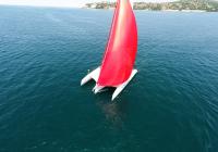 foto aerea trimarano barca a vela gennaker